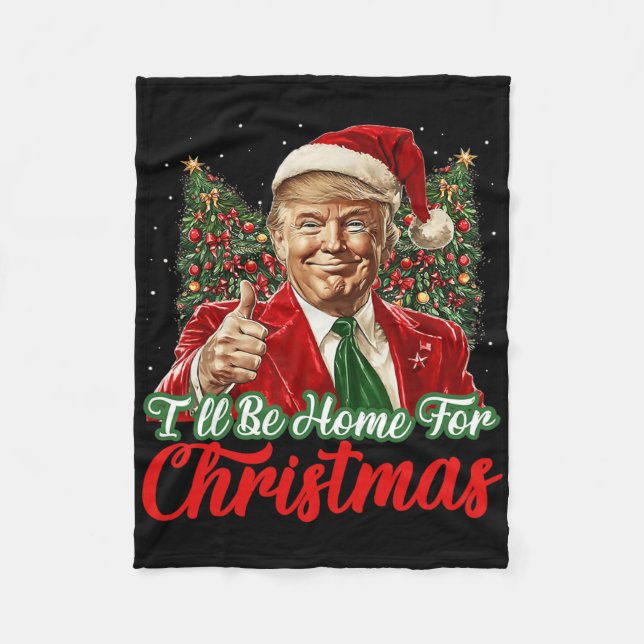Manta Polar Estaré en casa para Navidades Navidad Trump Pajama (Anverso)