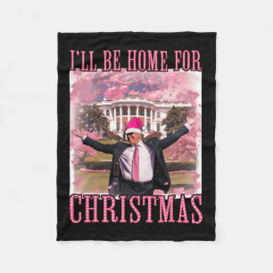 Manta Polar Estaré en casa para Navidades Santa Pink Trump Xma