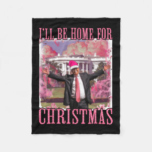 Manta Polar Estaré en casa para Navidades Santa Pink Trump Xma