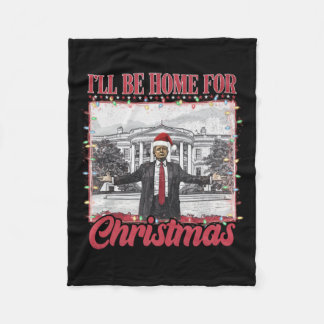 Manta Polar Estaré en casa para Navidades Santa - Trump Xmas P