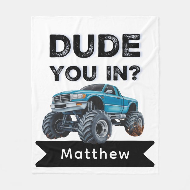 Manta Polar ¿Estás Amigo? Black Text Truck Boy Birthday Party (Anverso)