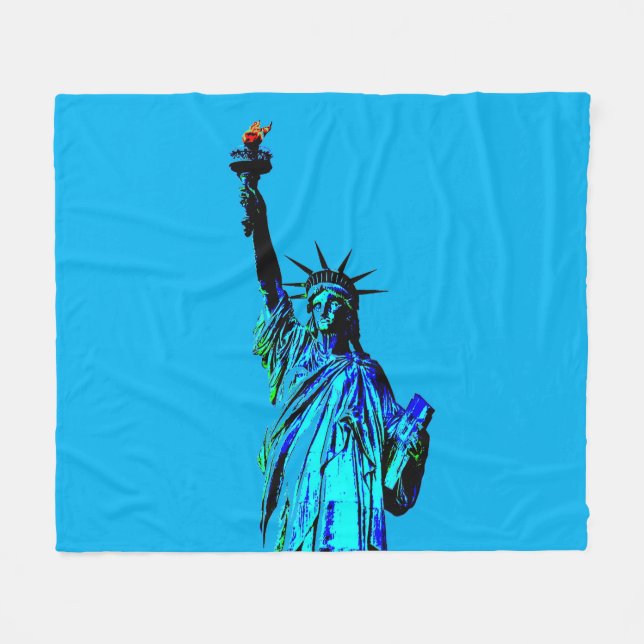 Manta Polar Estatua azul de la Dama de la Libertad (Frente (Horizontal))