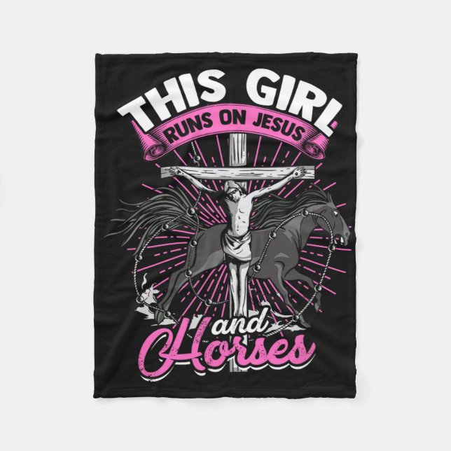 Manta Polar Este Chica Corre Sobre Jesús Y Caballos - Lejos De (Anverso)