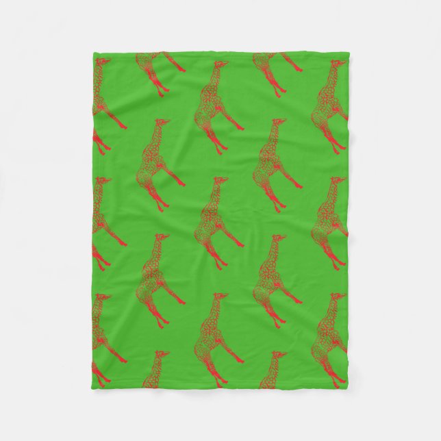 Manta Polar Esténcil de Giraffe Rojo (Anverso)