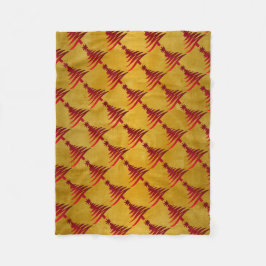 Manta Polar Esténcil rojo de árbol de Navidad en oro