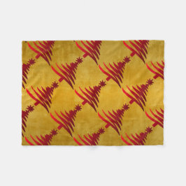 Manta Polar Esténcil rojo de árbol de Navidad en oro