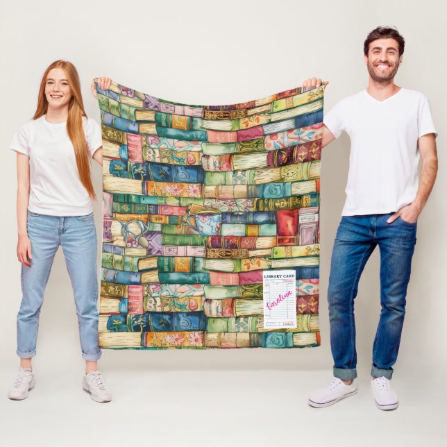 Manta Polar Estética de Acuarela de Libros Apilados (In situ)