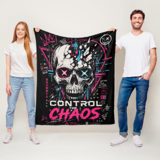 Manta Polar Estética de cráneo de caos de neón