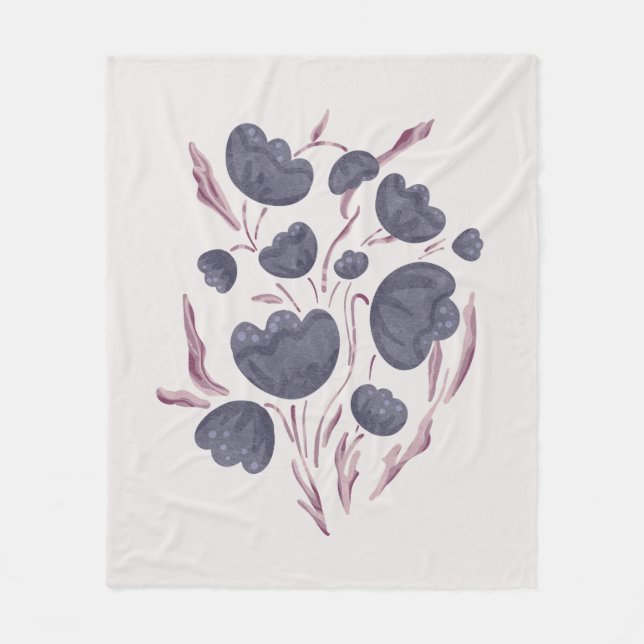 Manta Polar Estética de la flor morada oscura (Anverso)