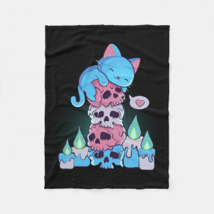 Manta Polar Estética Transgénero Kawaii Cat En Calaveras Sutil