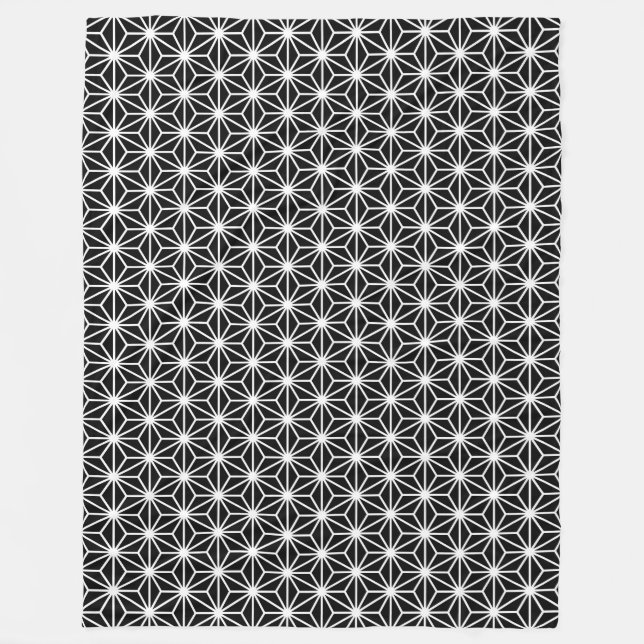 Manta Polar Estilo Asanoha - Blanco sobre Negro (Anverso)