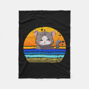 Manta Polar Estilo Cat Sunset Retro 80 Regalo de época