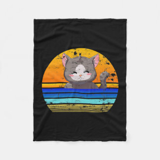 Manta Polar Estilo Cat Sunset Retro 80 | Regalo de época