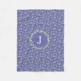 Manta Polar Estilo de cabaña Periwinkle Floral Monograma