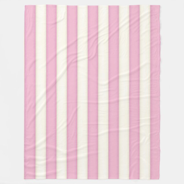 Manta Polar Estilo de cabaña victoriano rosa y blanco (Anverso)