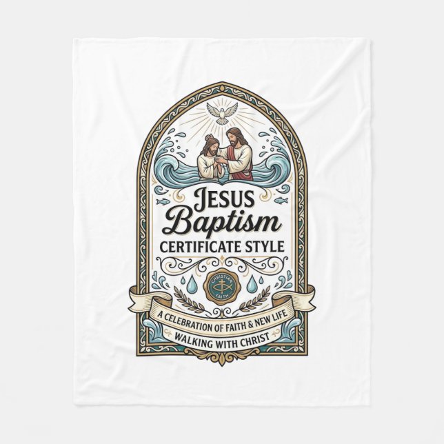 Manta Polar Estilo de Certificado de Bautismo de Jesús Certifi (Anverso)