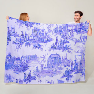 Manta Polar Estilo de la Chinoiserie del Blue White Toile Fran