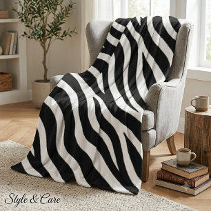 Manta Polar Estilo de rayas de cebra Acogedor Salón