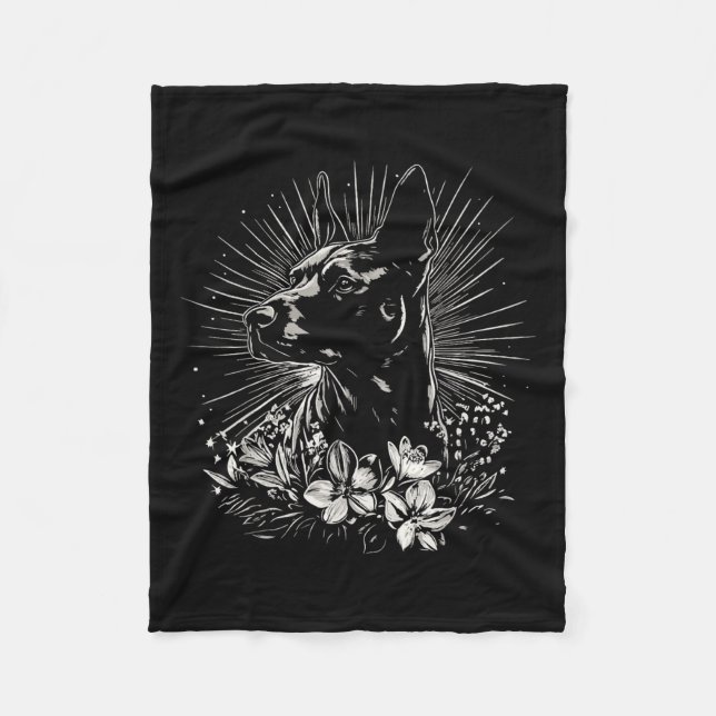 Manta Polar Estilo de tatuaje Perro retro belga malinois _1 (Anverso)