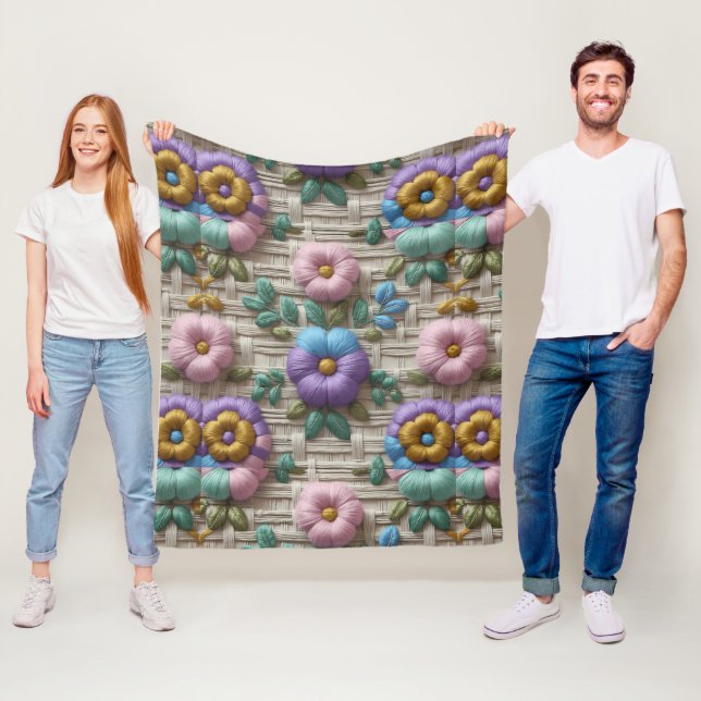 Manta Polar Estilo floral bordado | Agradable y acogedor (In situ)
