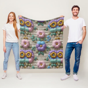 Manta Polar Estilo Floral Bordado Plush & Acogedor