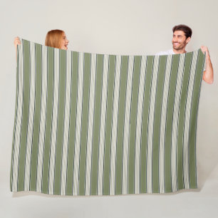 Manta Polar Estilo Francés Vintage de Franjas Verdes - Granja