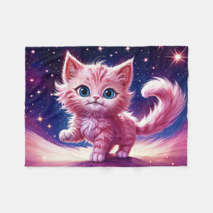 Manta Polar Estilo moderno felino rosado de gato cósmico
