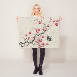Manta Polar Estilo oriental Sakura Cherry Blossom Art