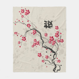 Manta Polar Estilo oriental Sakura Cherry Blossom Art