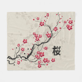 Manta Polar Estilo oriental Sakura Cherry Blossom Art