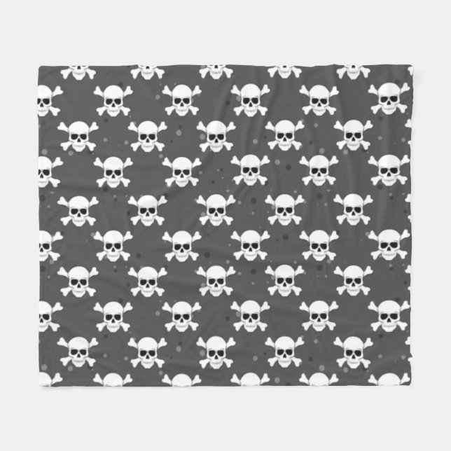Manta Polar Estilo Pirata - Patrón de Calavera  (Frente (Horizontal))