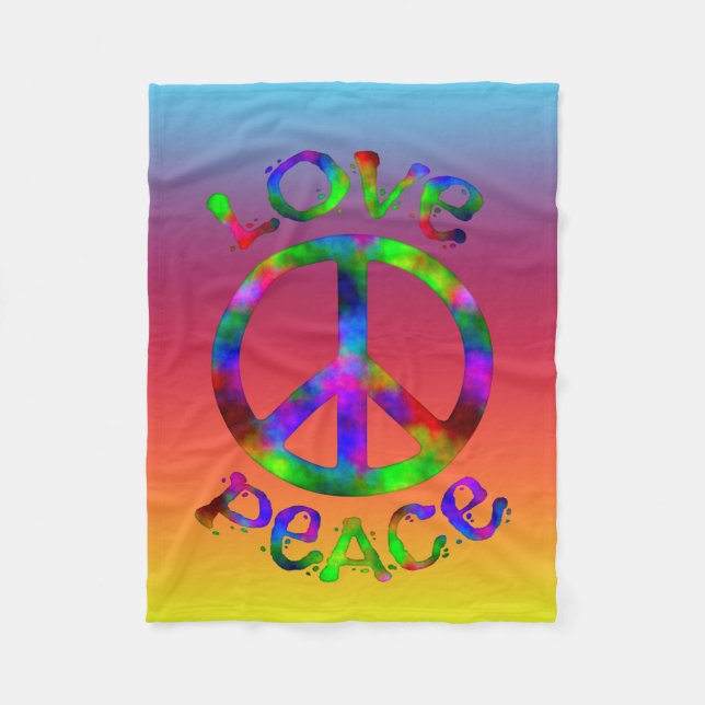 Manta Polar Estilo retro Tejido Paz y Amor (Anverso)