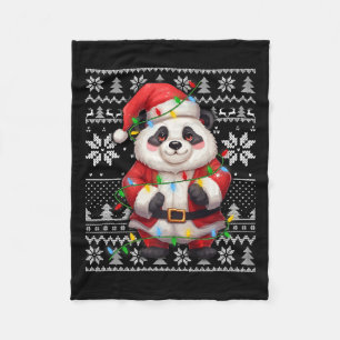 Manta Polar Estilo suéter feo navideño iluminando Santa Hat Pa