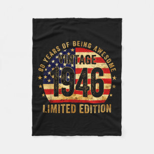 Manta Polar Estilo vintage 1946 80 cumpleaños 80 años bandera