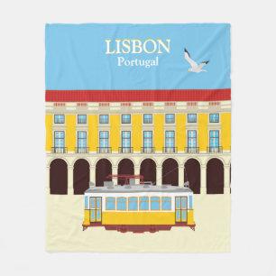 Manta Polar Estilo vintage del tranvía amarillo de Lisboa