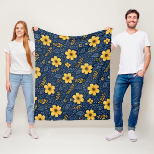 Manta Polar Estiloso patrón de arte floral étnico-mediterráneo