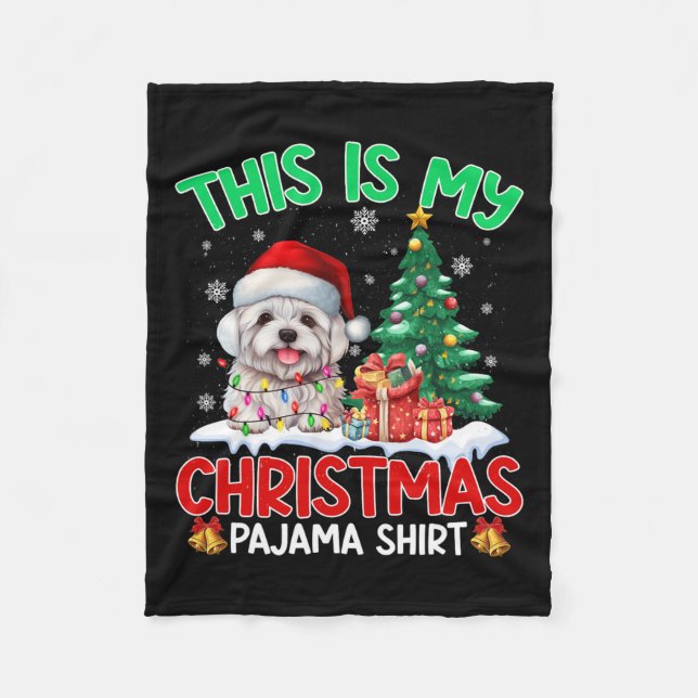Manta Polar Estos son mis Navidades Pajama Maltese Perros Aman (Anverso)
