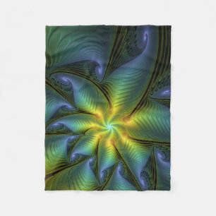 Manta Polar Estrella abstracta, brillante arte azul verde dora