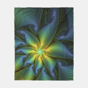 Manta Polar Estrella abstracta, brillante arte azul verde dora