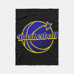 Manta Polar Estrella De Baloncesto Azul Y Amarillo