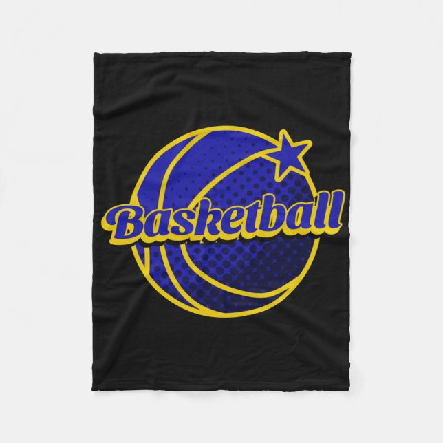 Manta Polar Estrella De Baloncesto Azul Y Amarillo (Anverso)