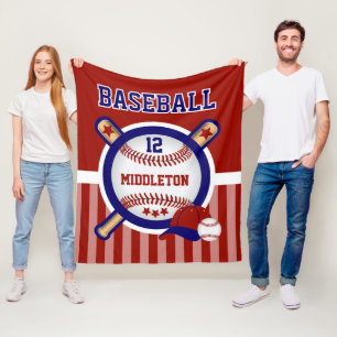 Manta Polar Estrella de béisbol en rojo oscuro y azul
