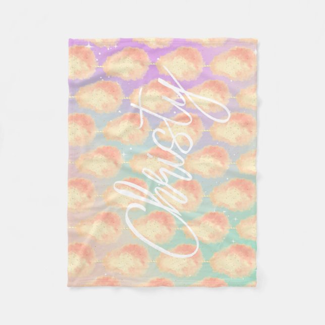 Manta Polar Estrella de caramelo de algodón melocotón púrpura  (Anverso)