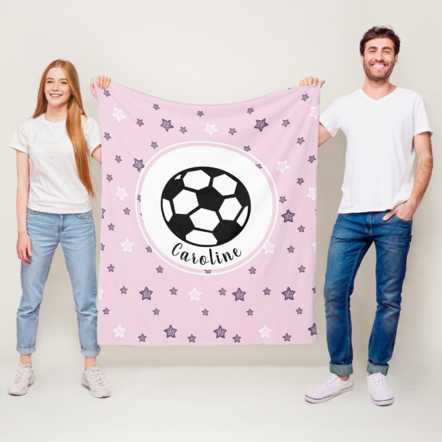Manta Polar Estrella de fútbol Chica patrón personalizado rosa (In situ)