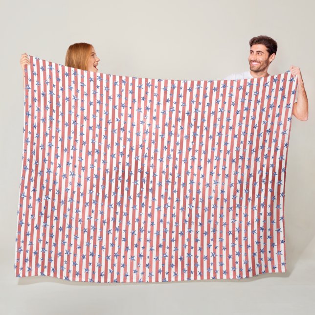 Manta Polar Estrellas azules de Purpurina blanco rojo (In situ)