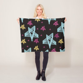Manta Polar Estrellas balanceándose Rosa Azul Negro 