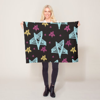 Manta Polar Estrellas balanceándose Rosa Azul Negro