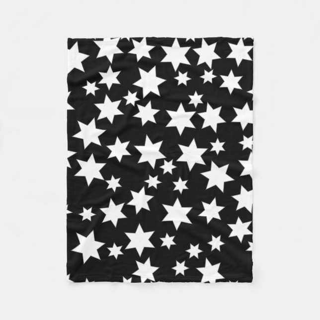 Manta Polar Estrellas blancas al azar en negro (Anverso)