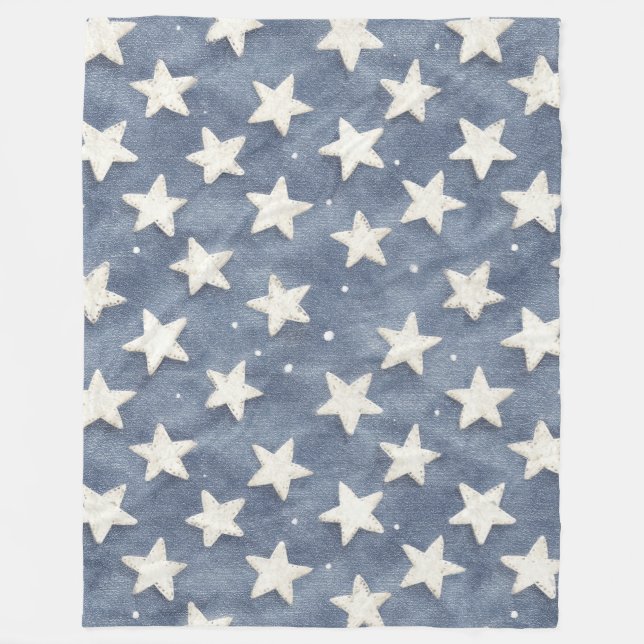 Manta Polar Estrellas Blancas Azules (Anverso)