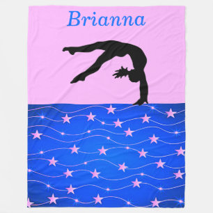 Manta Polar Estrellas de Gimnasia Rosa y Azul Personalizadas 